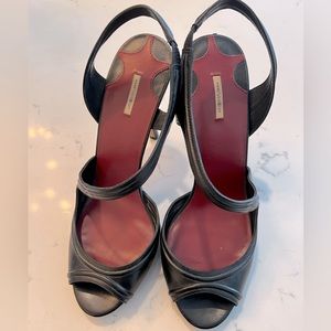 MaxStudio black leather strappy heels. Size 9.5 (runs small)